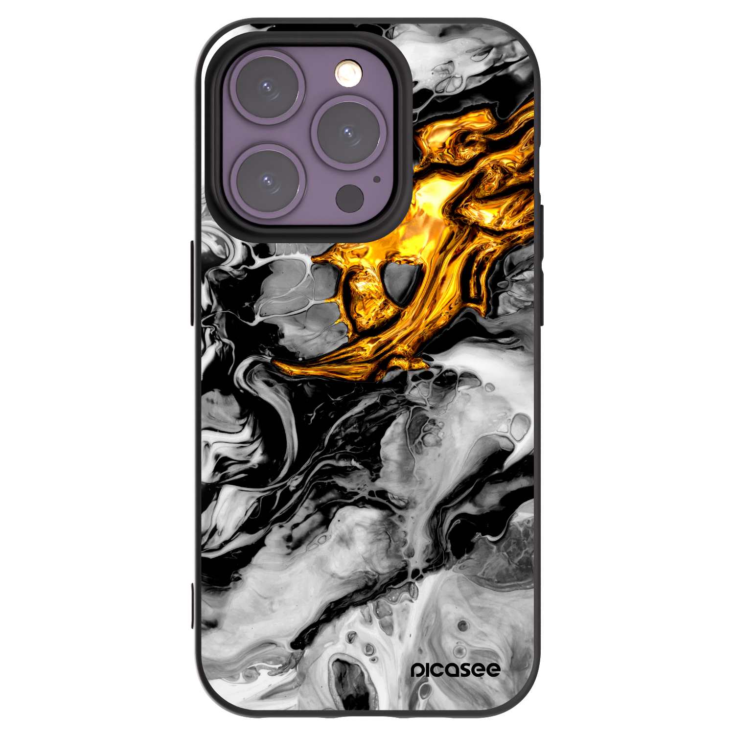Picasee silikonový černý obal pro Apple iPhone 14 Pro - Black Gold 2
