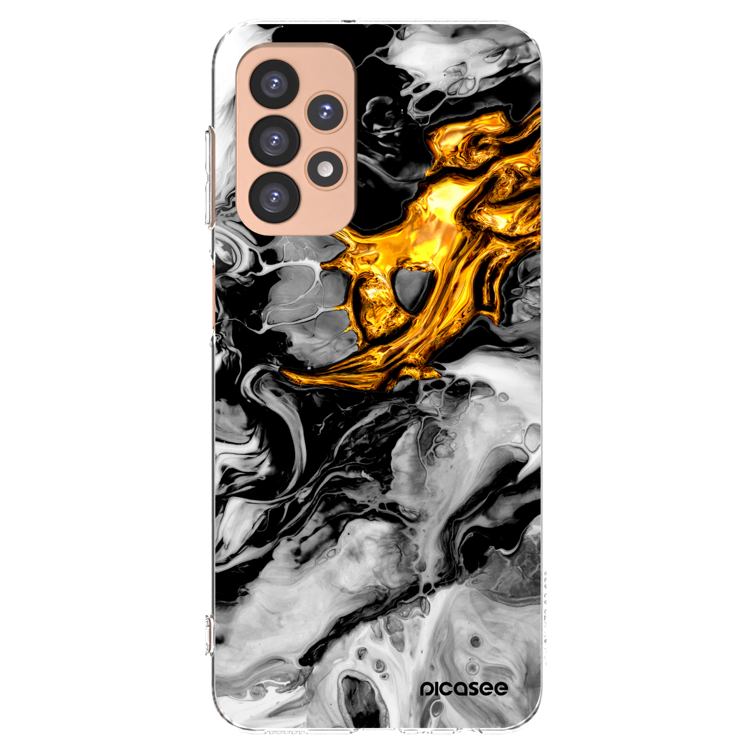 Picasee silikonový průhledný obal pro Samsung Galaxy A23 A236B 5G - Black Gold 2