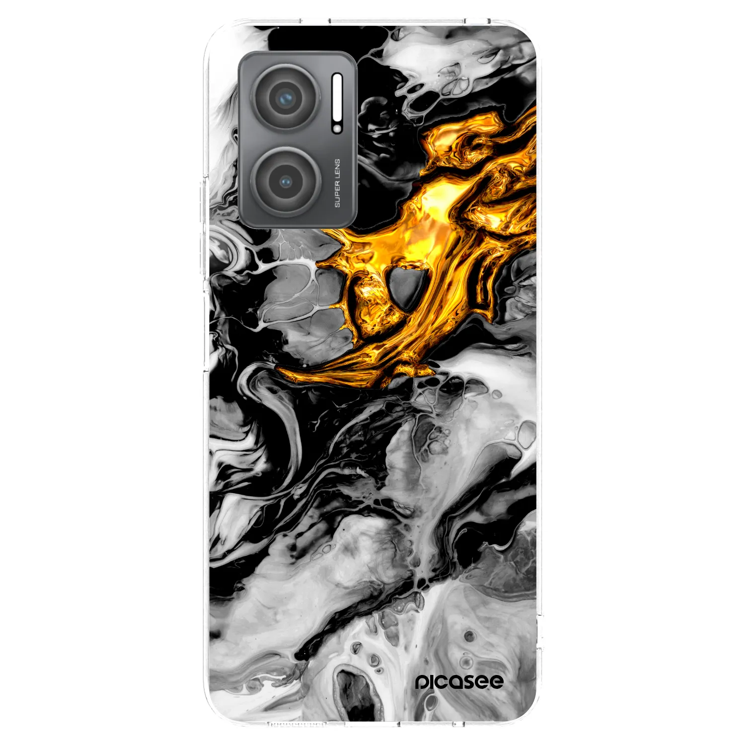 Picasee silikonový průhledný obal pro Xiaomi Redmi 10 5G - Black Gold 2