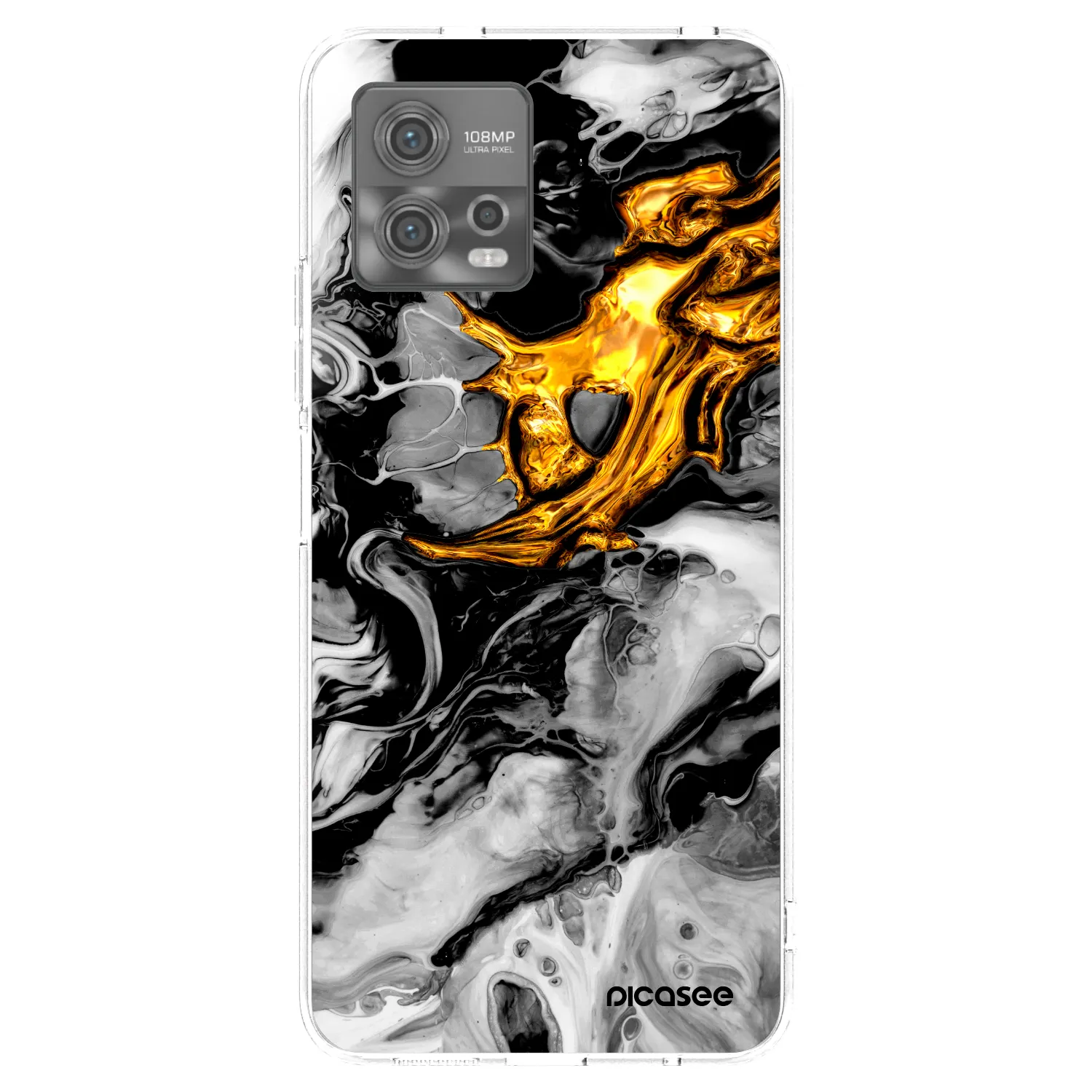Picasee silikonový průhledný obal pro Motorola Moto G72 - Black Gold 2