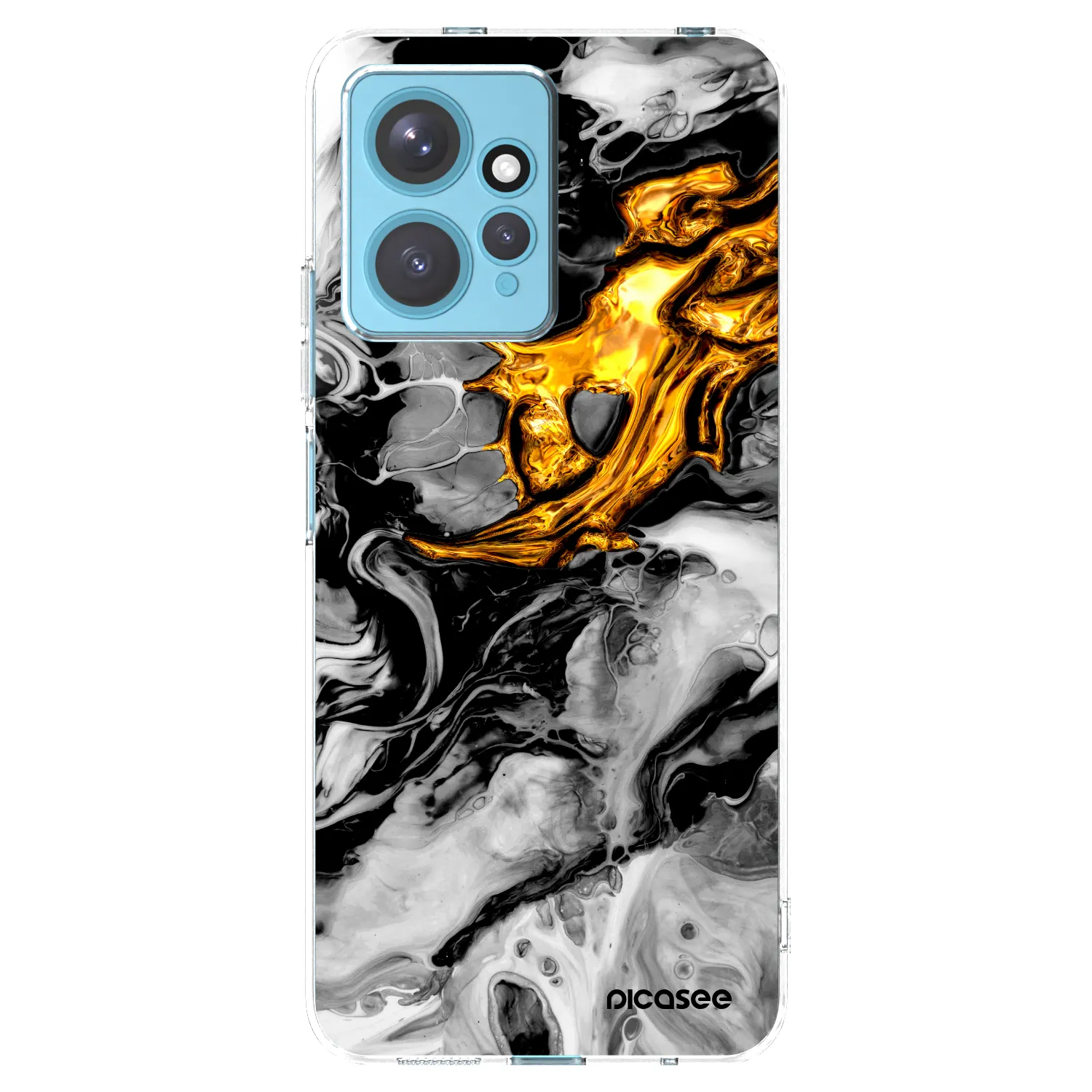 Picasee silikonový průhledný obal pro Xiaomi Redmi Note 12 4G - Black Gold 2