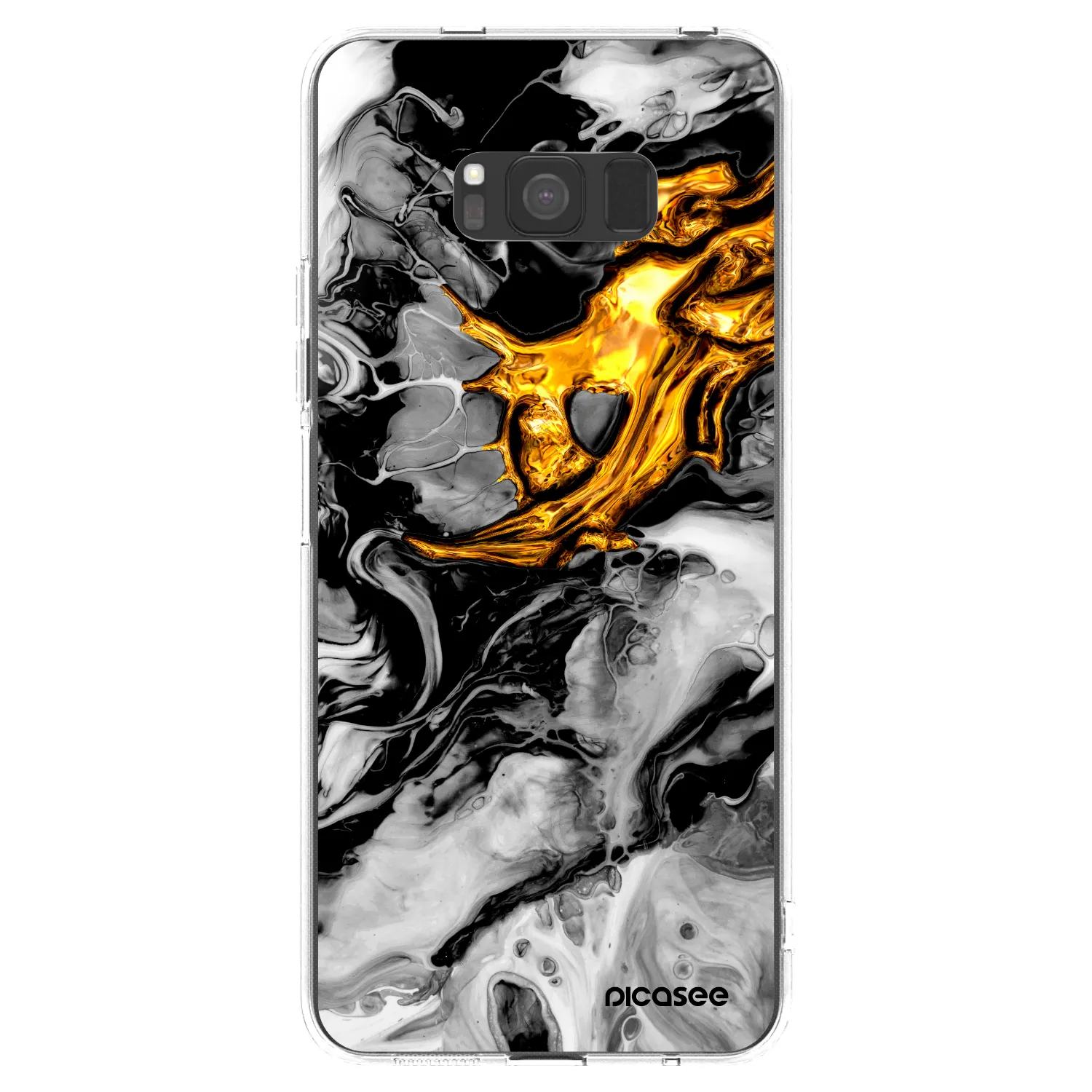 Picasee silikonový průhledný obal pro Samsung Galaxy S8 G950F - Black Gold 2