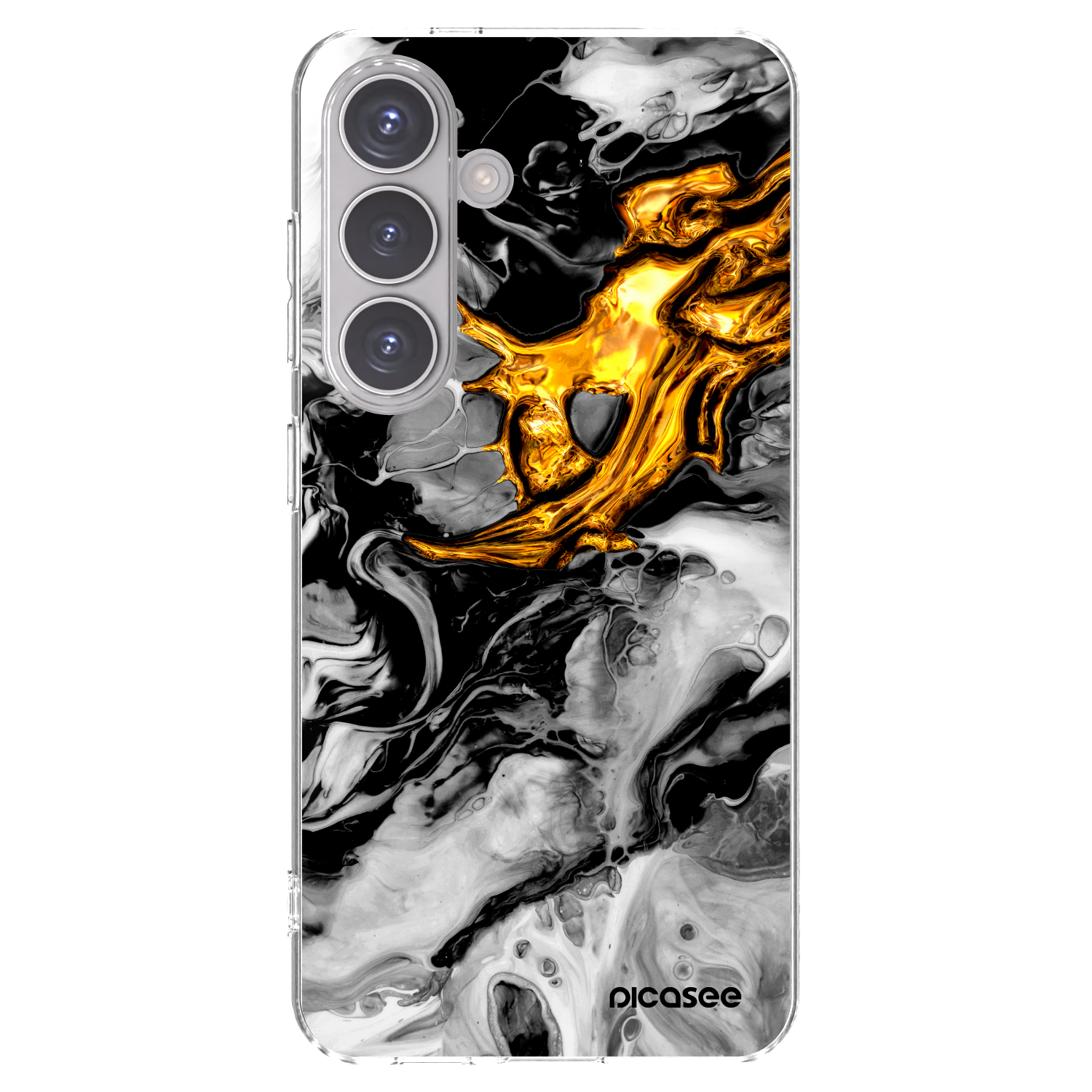 Picasee silikonový průhledný obal pro Samsung Galaxy S24 S921B 5G - Black Gold 2
