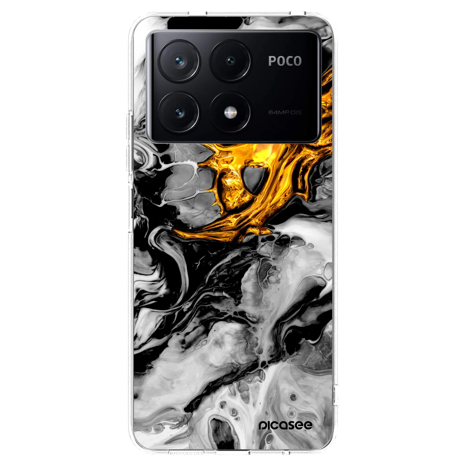 Picasee silikonový průhledný obal pro Xiaomi Poco X6 Pro - Black Gold 2