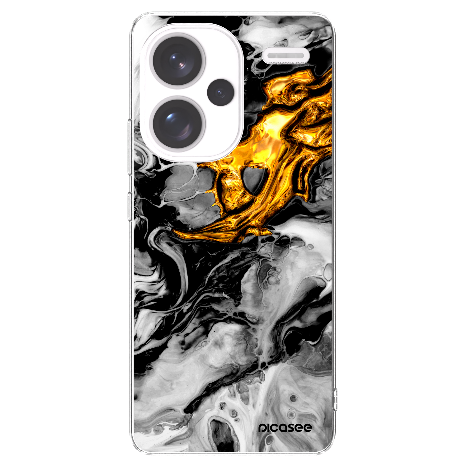 Picasee silikonový průhledný obal pro Xiaomi Redmi Note 13 Pro+ 5G - Black Gold 2