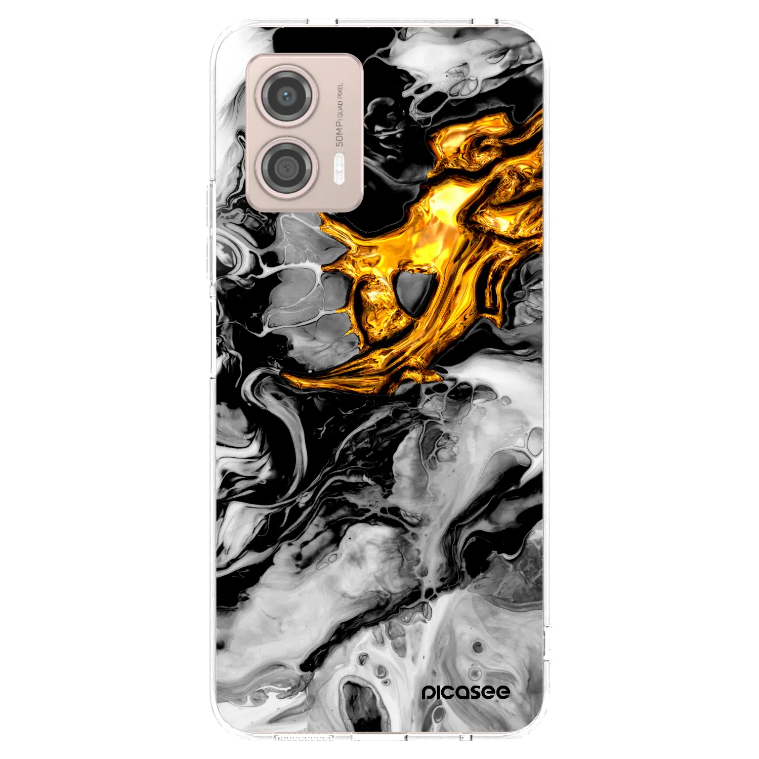 Picasee silikonový průhledný obal pro Motorola Moto G53 5G - Black Gold 2