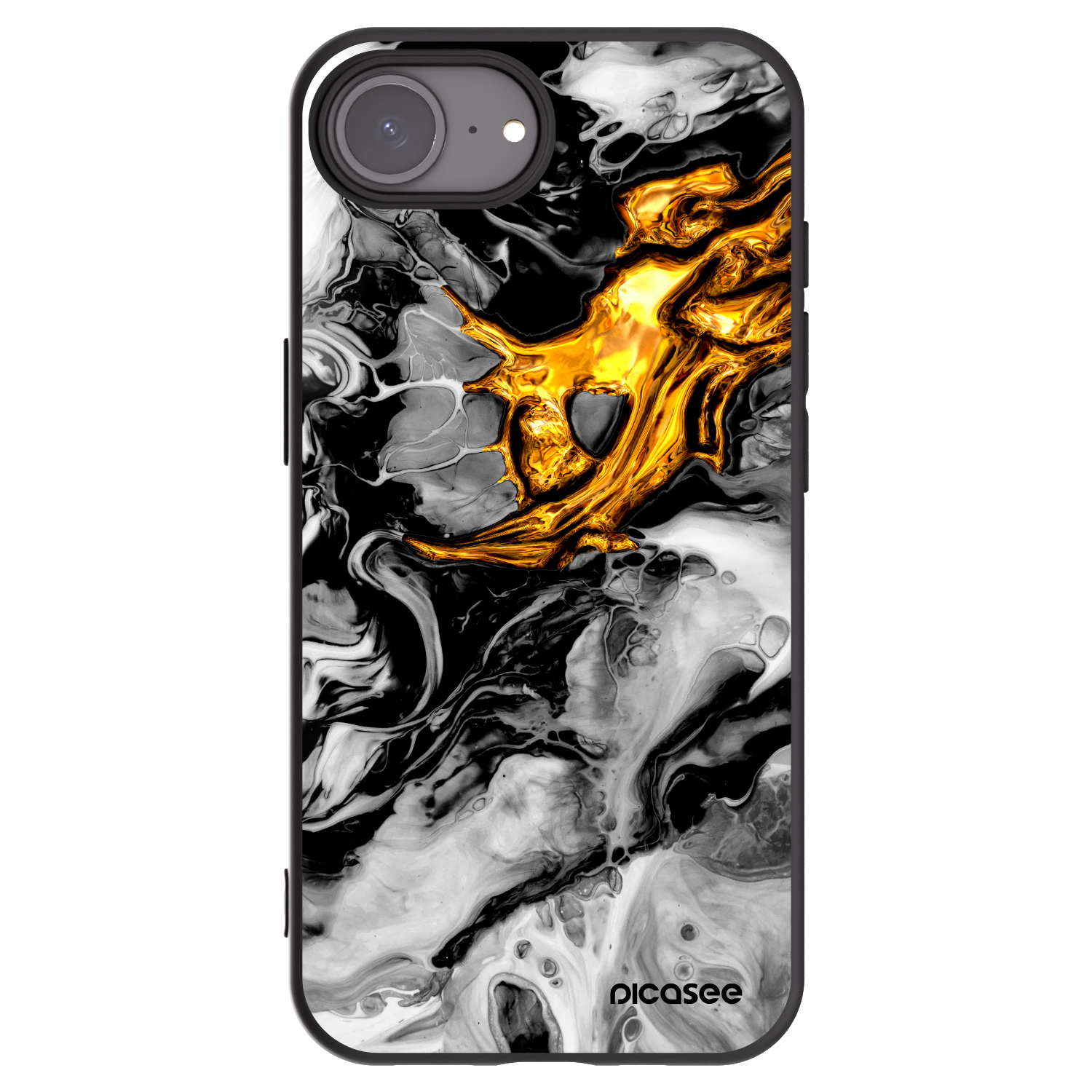 Picasee silikonový černý obal pro Apple iPhone 16e - Black Gold 2