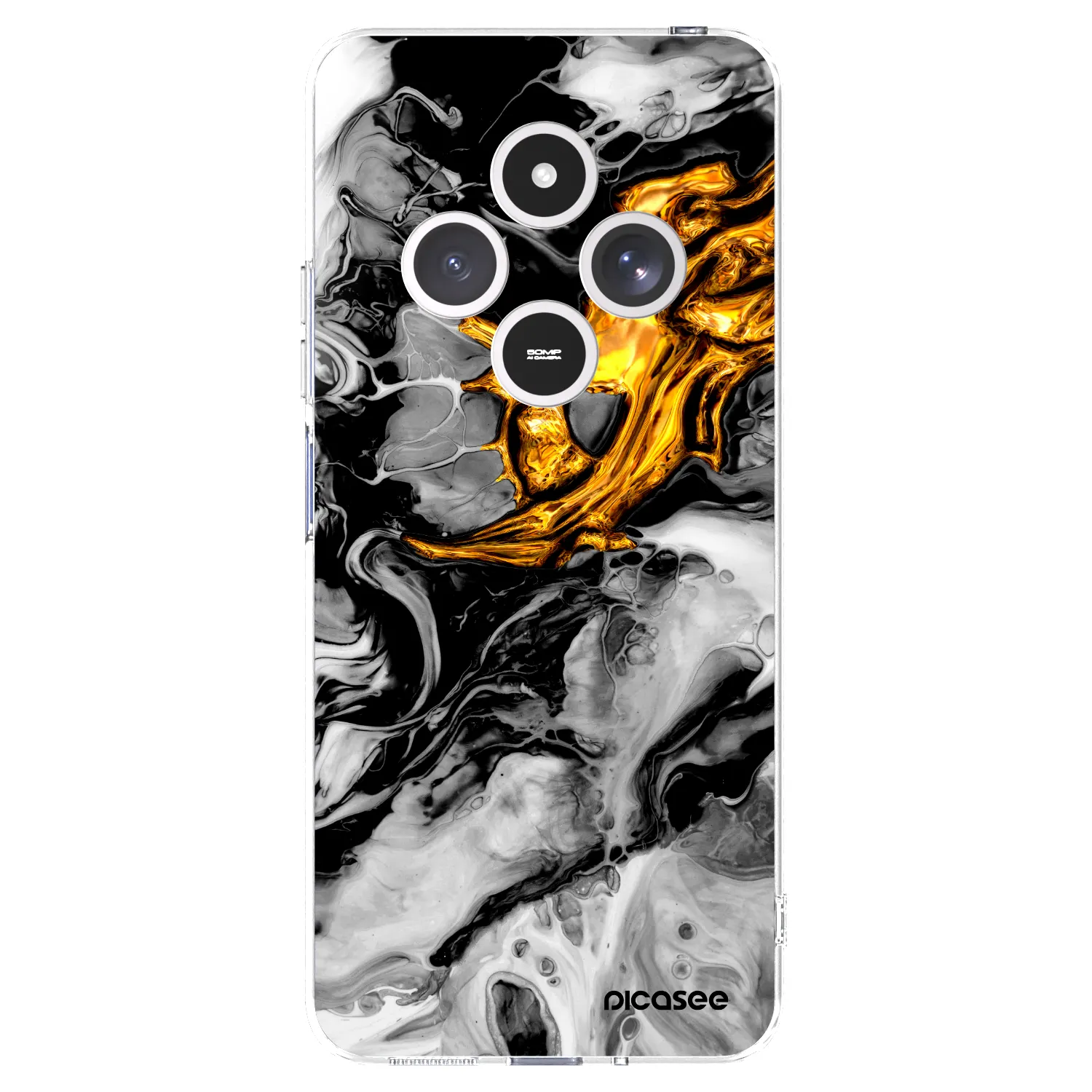 Picasee silikonový průhledný obal pro Xiaomi Redmi 14C - Black Gold 2