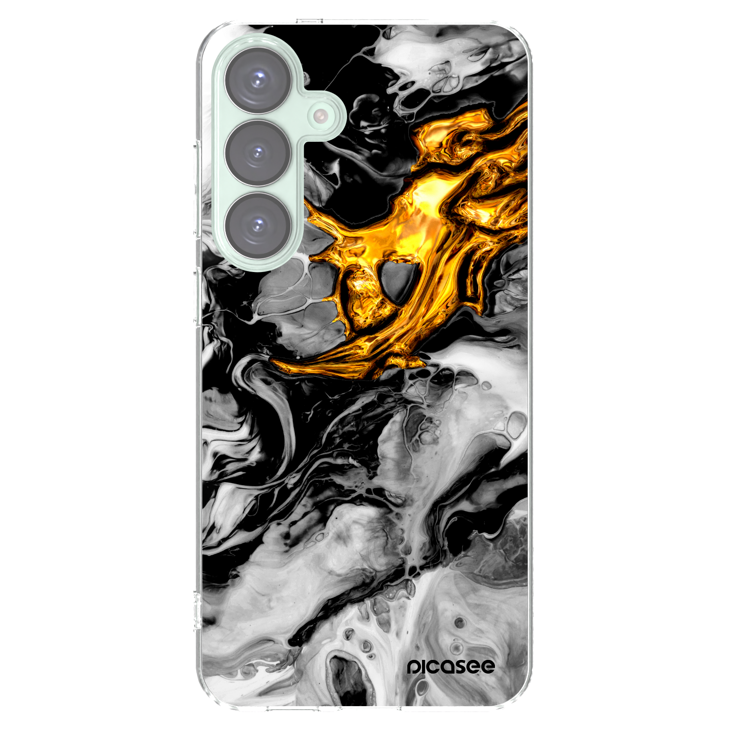 Picasee silikonový průhledný obal pro Samsung Galaxy S25+ 5G - Black Gold 2