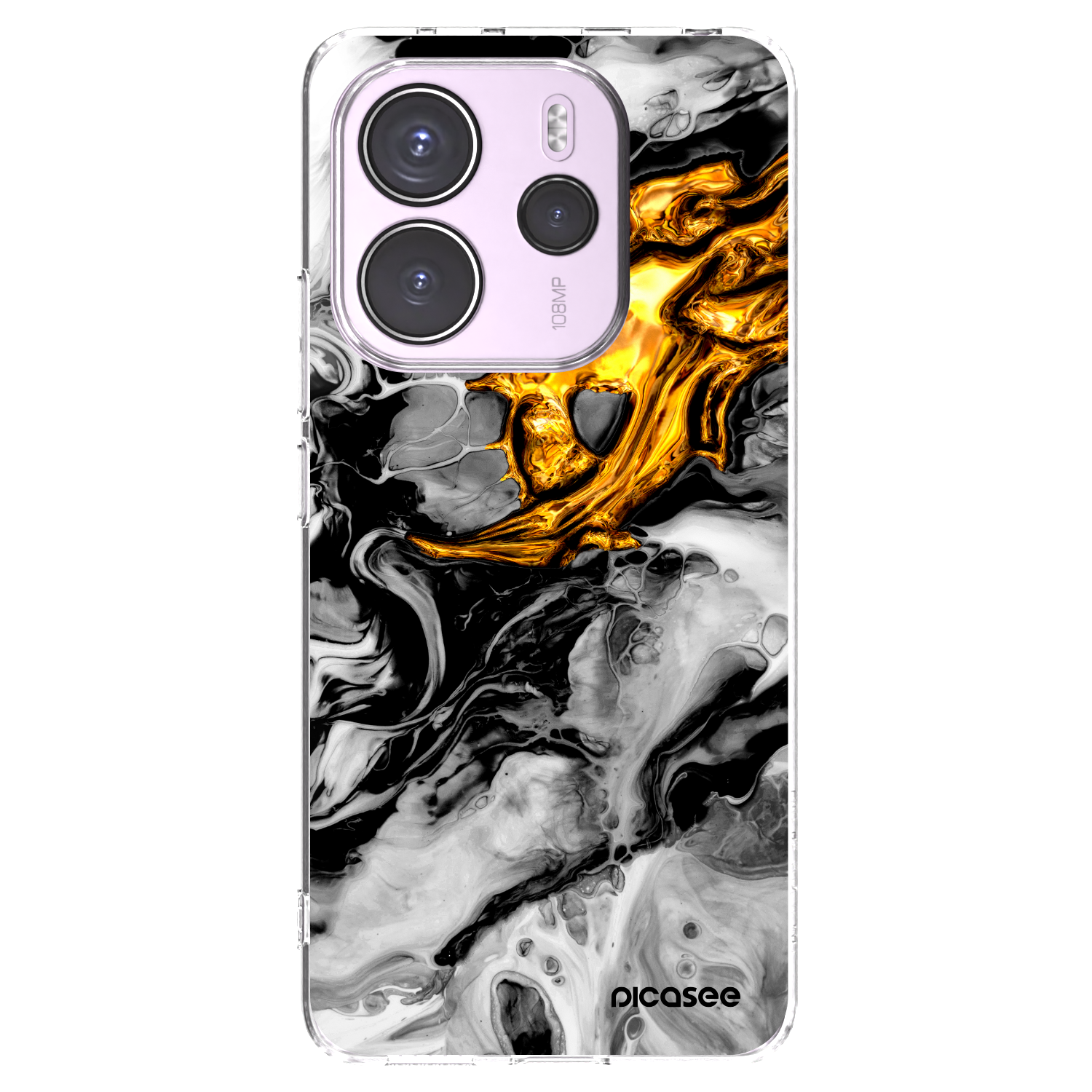 Picasee silikonový průhledný obal pro Xiaomi Redmi Note 14 4G - Black Gold 2