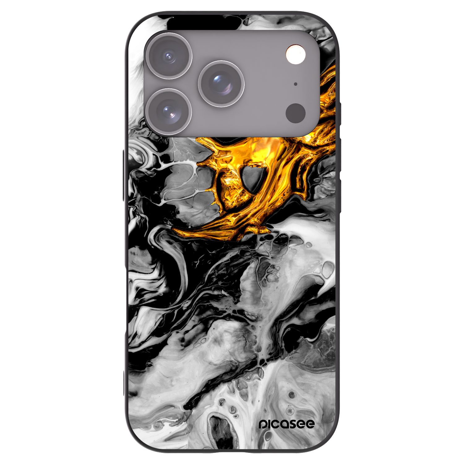 Picasee silikonový černý obal pro Apple iPhone 17 Pro - Black Gold 2