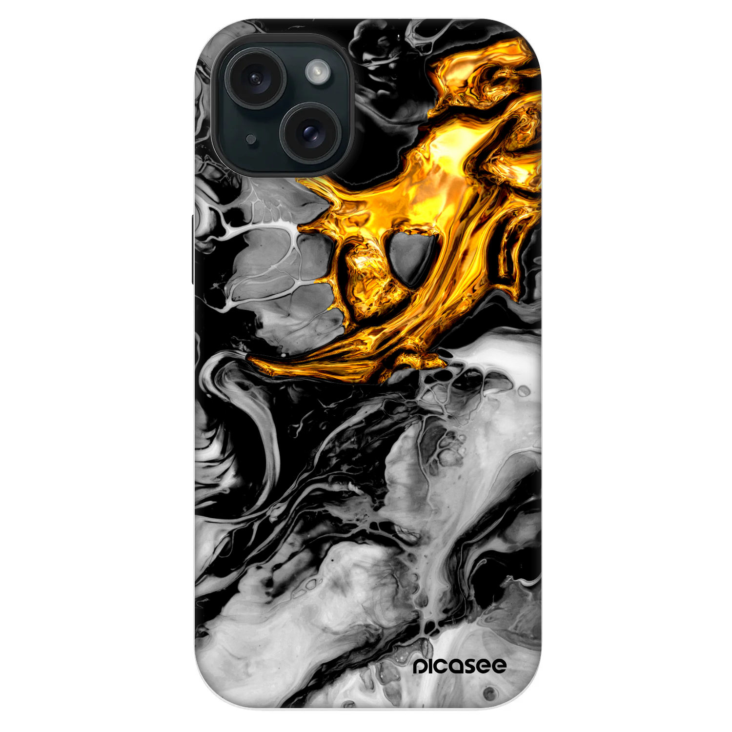 Picasee Fashion Case MagSafe Apple iPhone 14 Plus - Black Gold 2