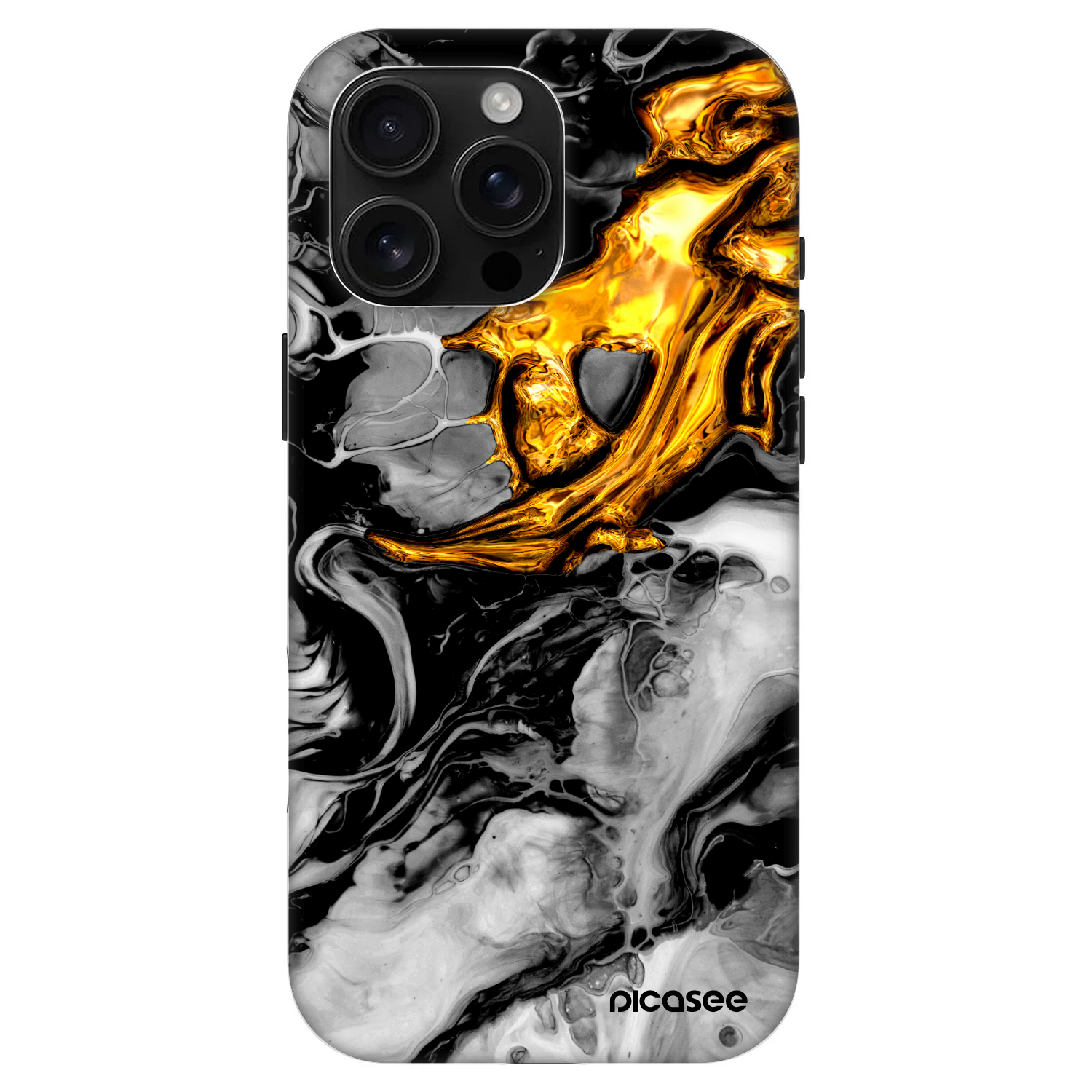 Picasee Fashion Case MagSafe Apple iPhone 16 Pro Max - Black Gold 2