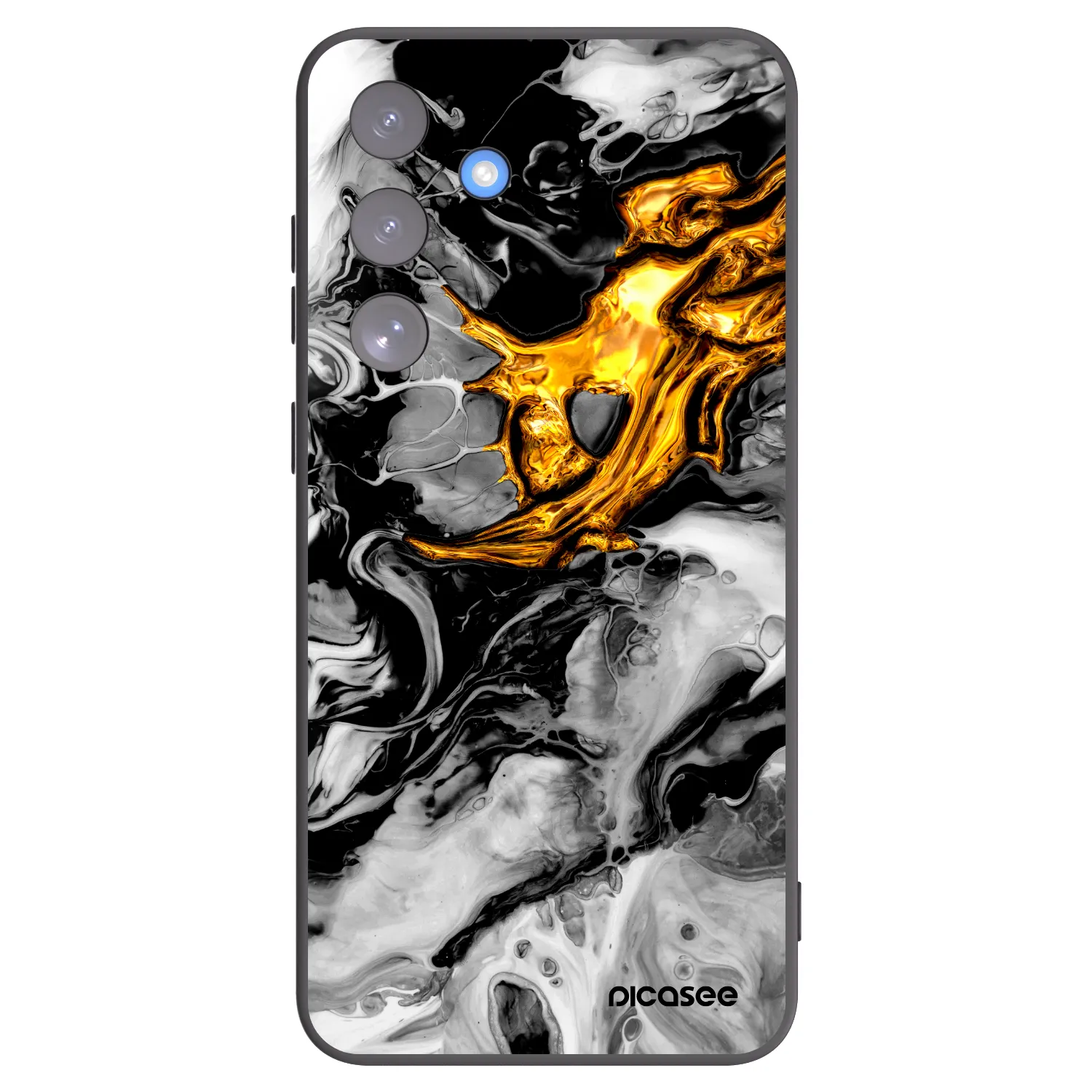 Picasee silikonový černý obal pro Samsung Galaxy S25 FE 5G - Black Gold 2
