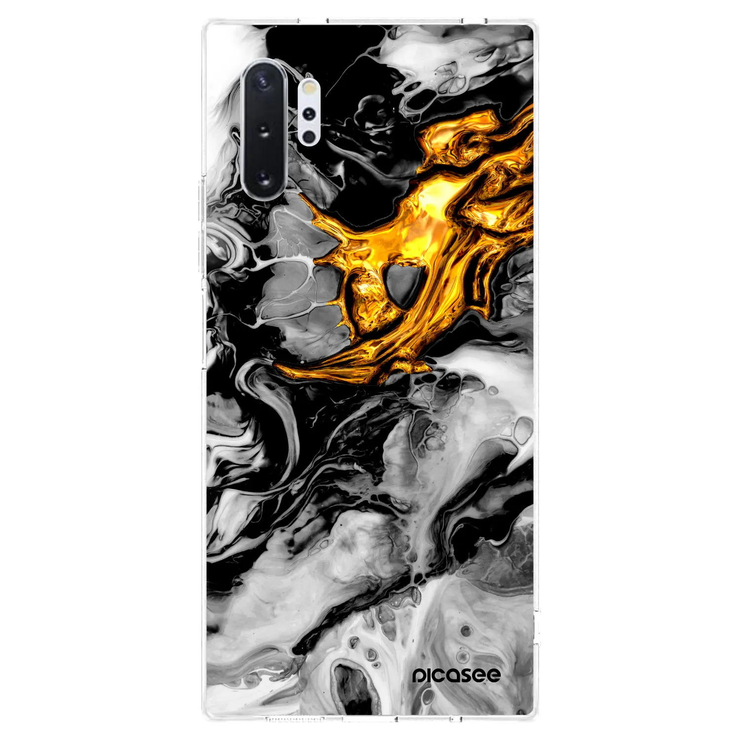 Picasee silikonový průhledný obal pro Samsung Galaxy Note 10+ N975F - Black Gold 2