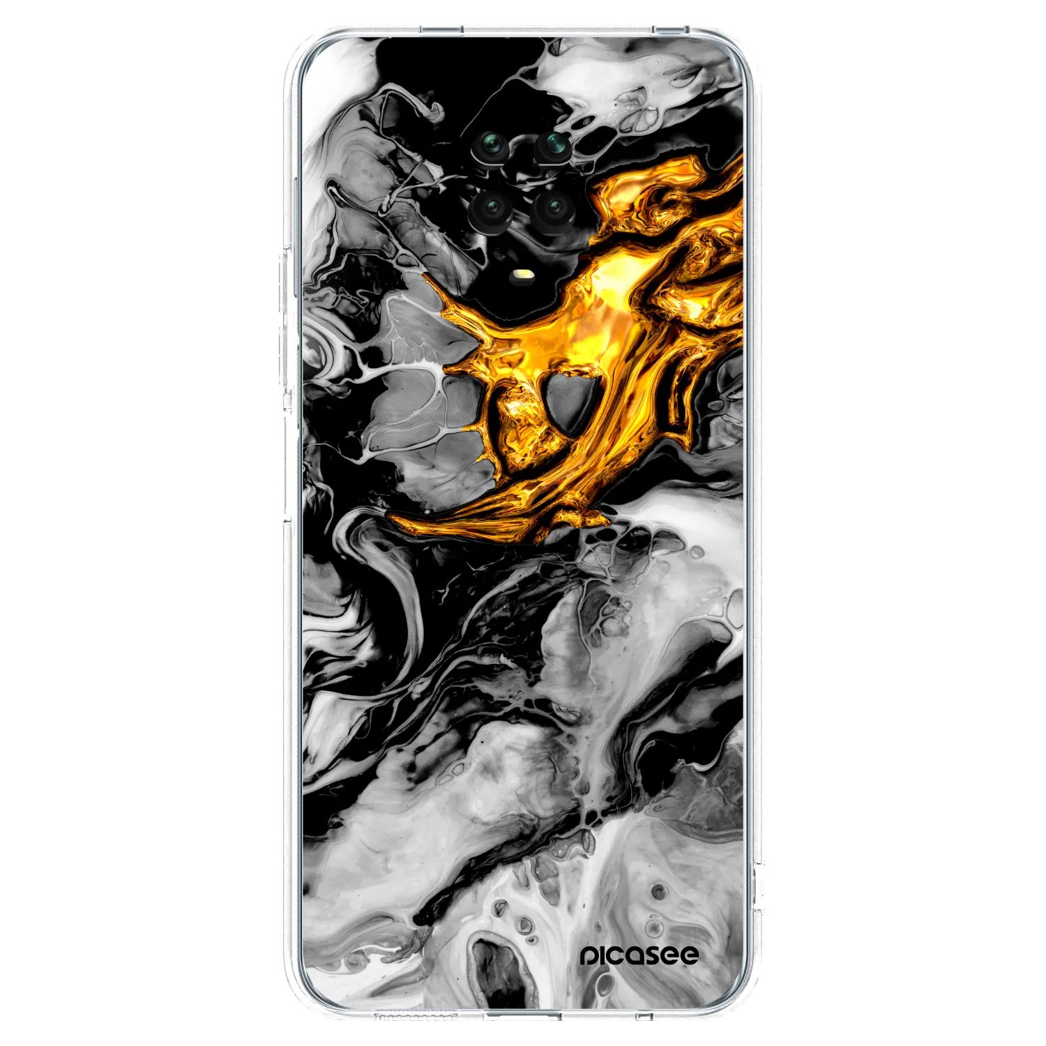 Picasee silikonový průhledný obal pro Xiaomi Redmi Note 9S - Black Gold 2