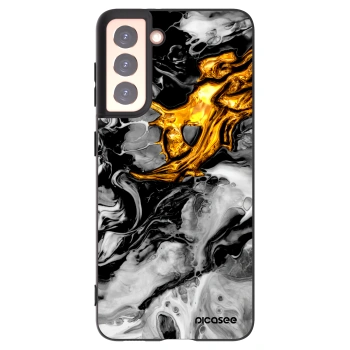 Picasee silikonový černý obal pro Samsung Galaxy S21 5G G991B - Black Gold 2