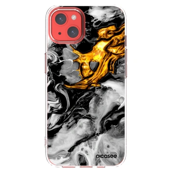 Picasee silikonový průhledný obal pro Apple iPhone 13 - Black Gold 2
