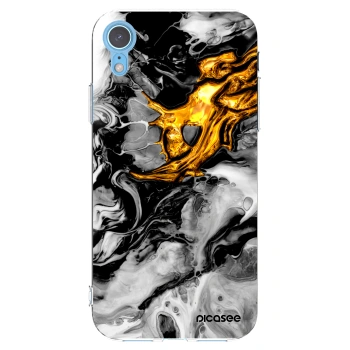 Picasee silikonový průhledný obal pro Apple iPhone XR - Black Gold 2