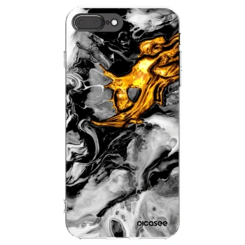 Picasee silikonový průhledný obal pro Apple iPhone 7 Plus - Black Gold 2