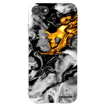 Picasee silikonový průhledný obal pro Apple iPhone SE 2022 - Black Gold 2