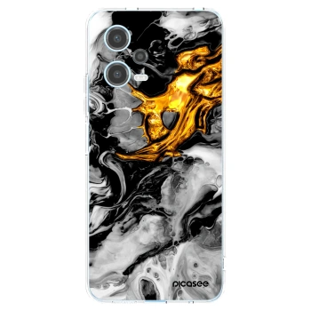 Picasee silikonový průhledný obal pro Xiaomi Redmi Note 12 5G - Black Gold 2