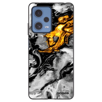 Picasee silikonový černý obal pro Xiaomi Redmi Note 12 Pro 5G - Black Gold 2