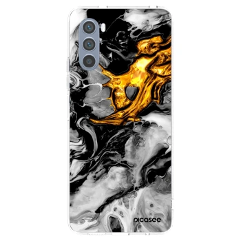 Picasee silikonový průhledný obal pro Motorola Moto G62 - Black Gold 2