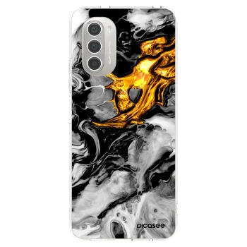 Picasee silikonový průhledný obal pro Motorola Moto G51 - Black Gold 2