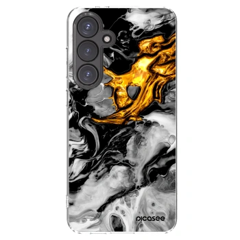 Picasee silikonový průhledný obal pro Samsung Galaxy S24 FE S721B - Black Gold 2