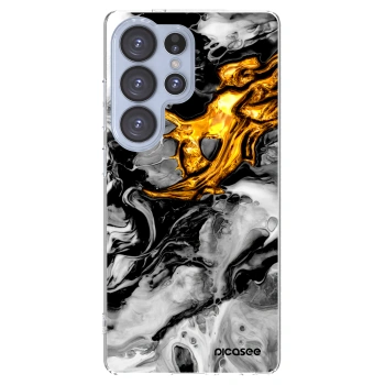 Picasee silikonový průhledný obal pro Samsung Galaxy S25 Ultra 5G - Black Gold 2
