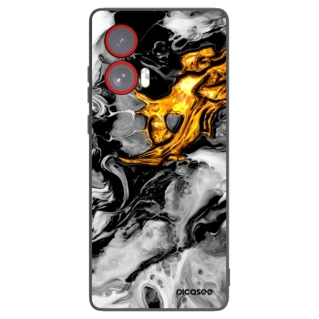 Picasee silikonový černý obal pro Motorola Edge 50 Fusion - Black Gold 2