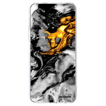 Picasee silikonový průhledný obal pro Xiaomi Redmi Note 9 Pro - Black Gold 2