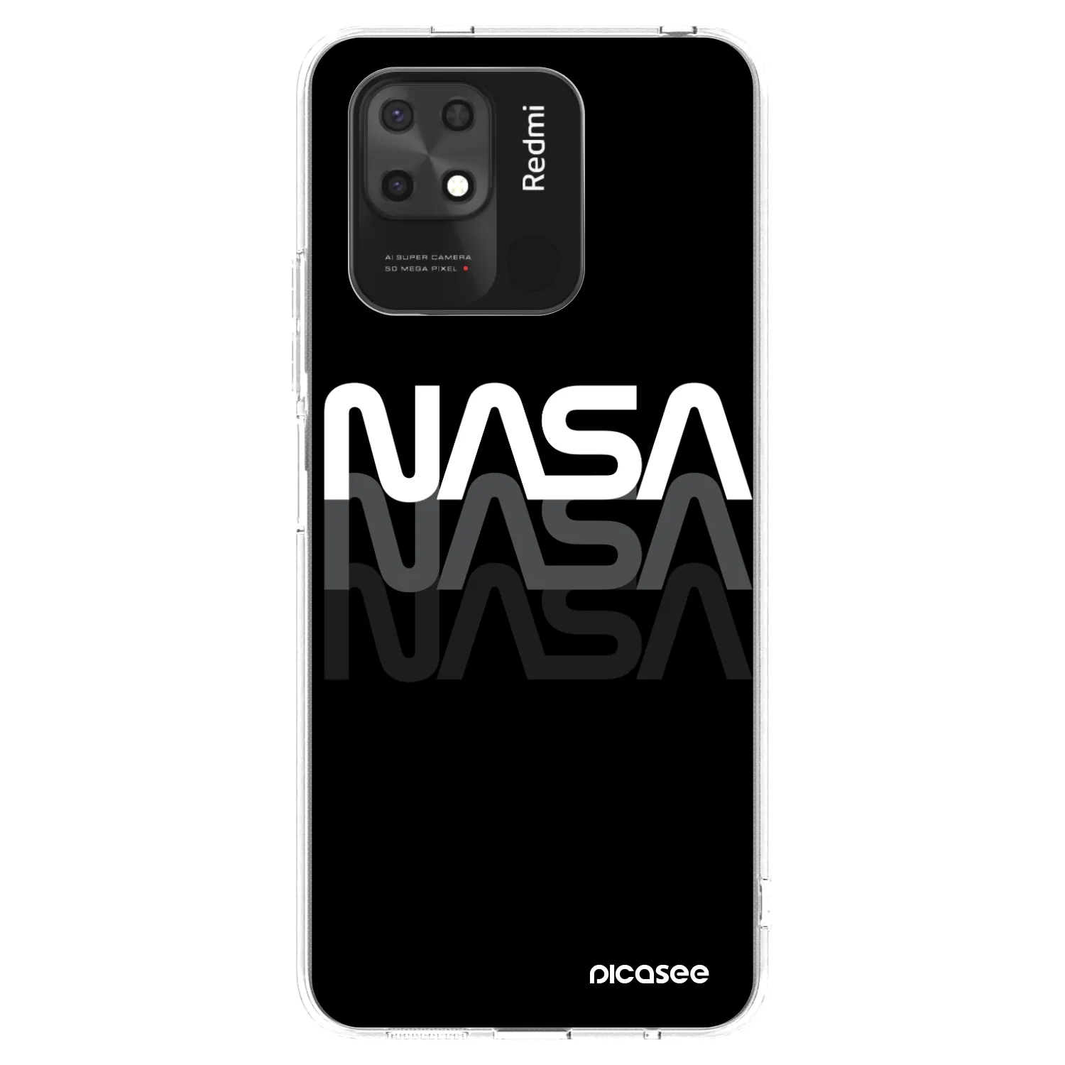 Picasee silikonový průhledný obal pro Xiaomi Redmi 10C - NASA Triple