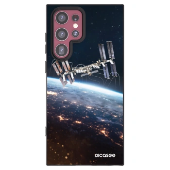 Picasee silikonový černý obal pro Samsung Galaxy S22 Ultra 5G - Station