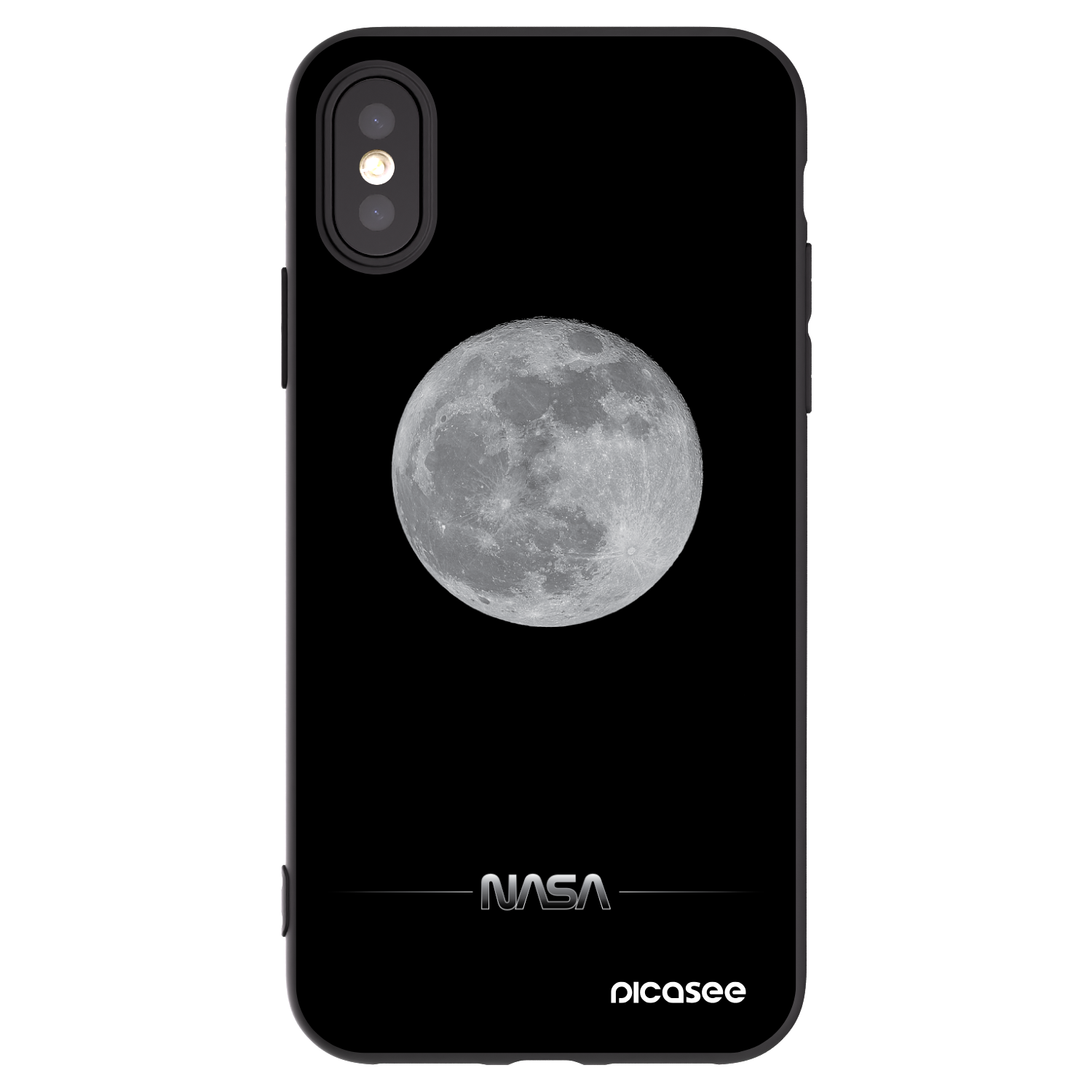 Picasee silikonový černý obal pro Apple iPhone X/XS - Moon Minimal