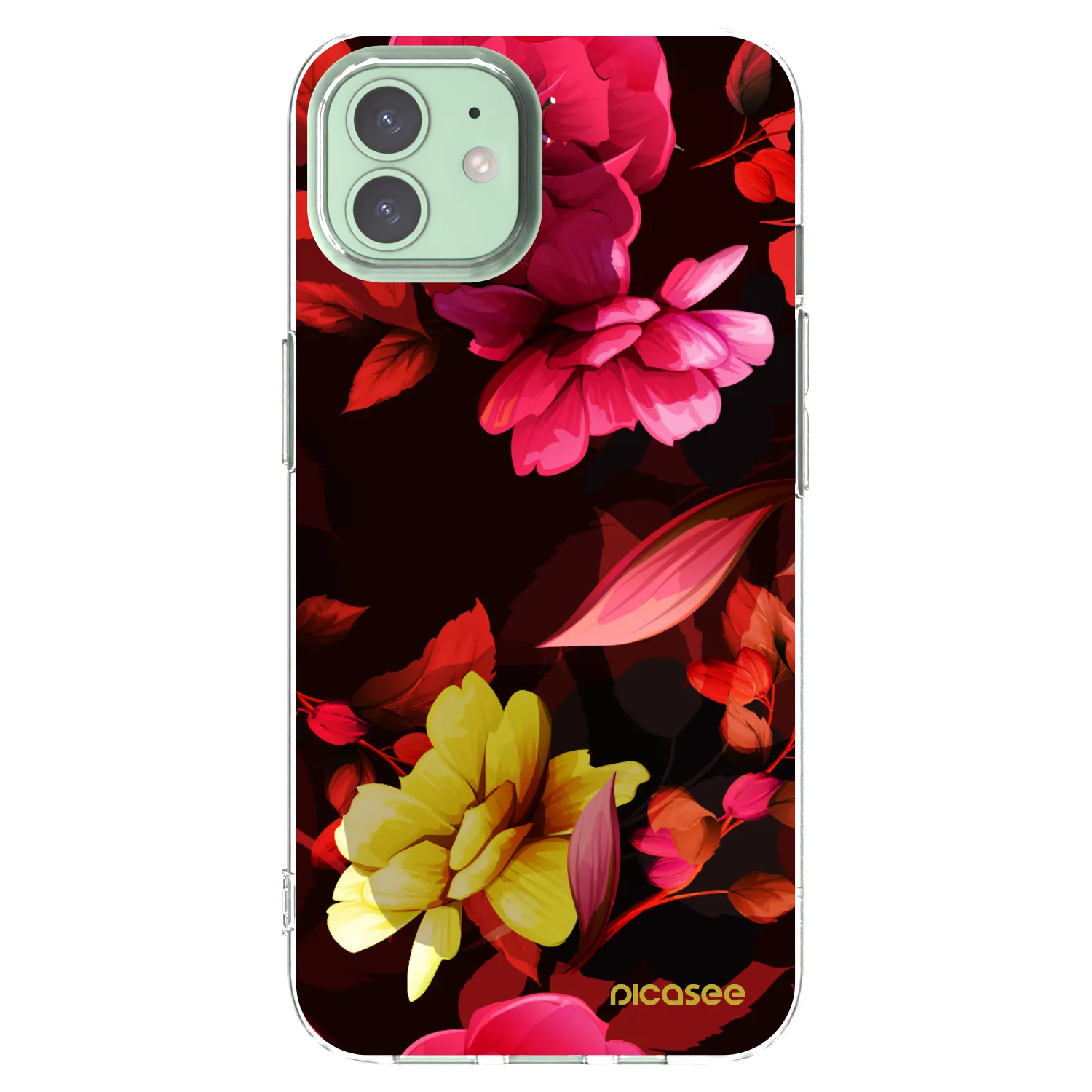 Picasee silikonový průhledný obal pro Apple iPhone 12 - Dark Peonny