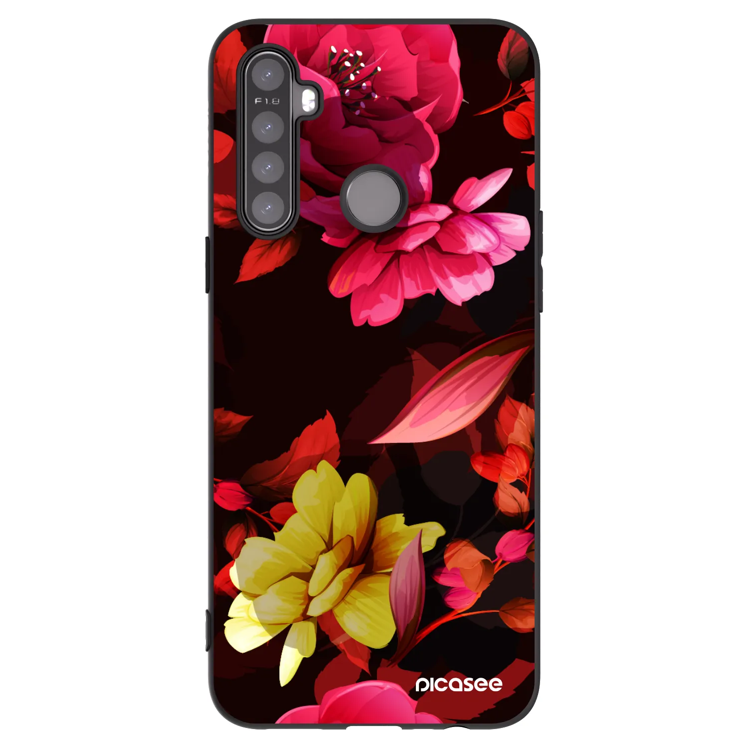 Picasee silikonový černý obal pro Realme 5 - Dark Peonny
