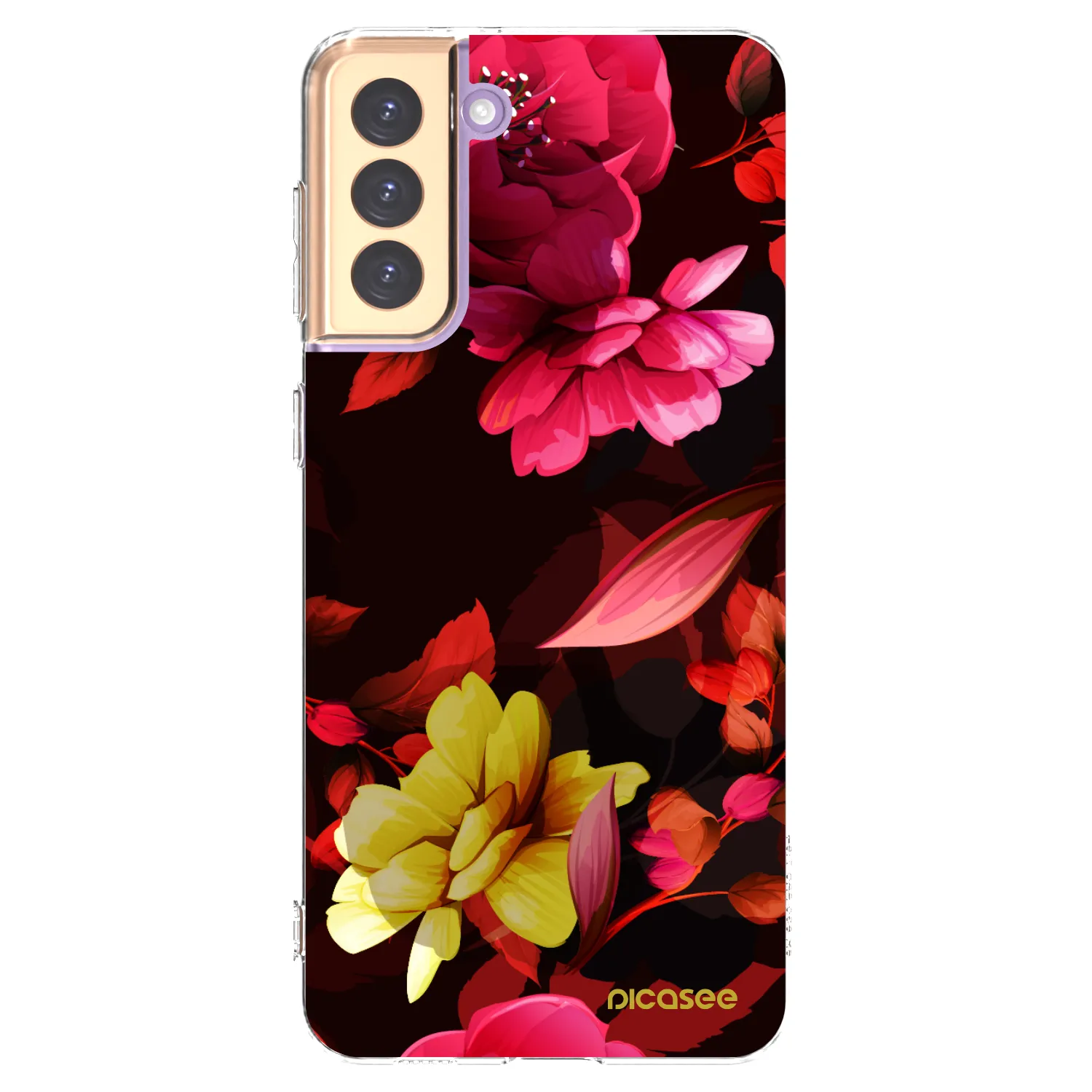 Picasee silikonový průhledný obal pro Samsung Galaxy S21+ 5G G996F - Dark Peonny
