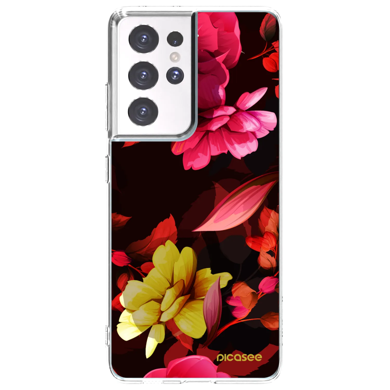 Picasee silikonový průhledný obal pro Samsung Galaxy S21 Ultra 5G G998B - Dark Peonny