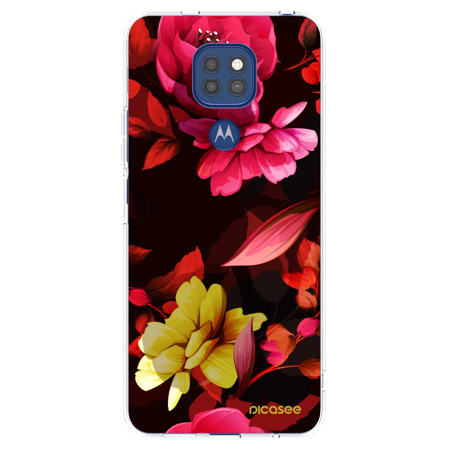 Picasee silikonový průhledný obal pro Motorola Moto G9 Play - Dark Peonny