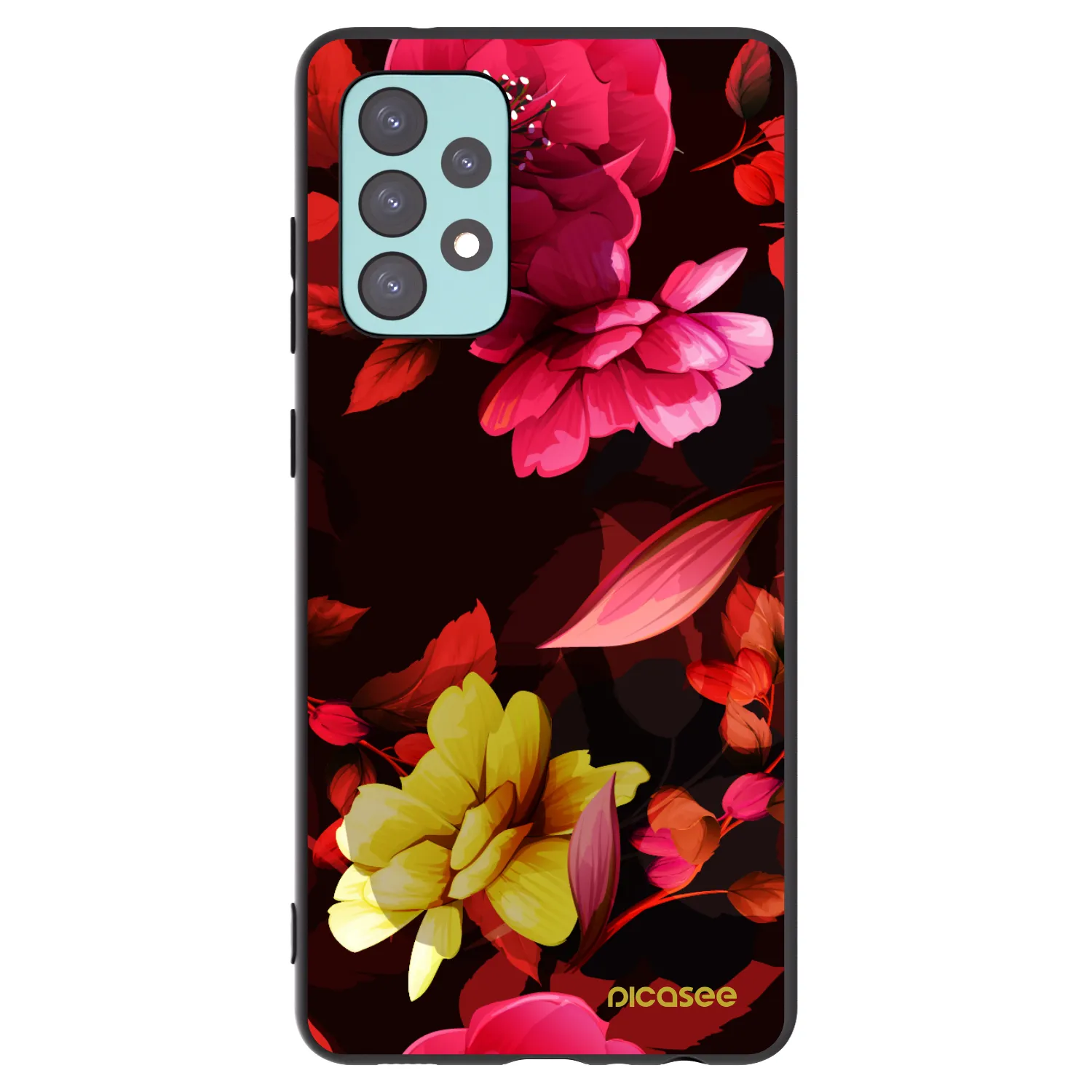 Picasee silikonový černý obal pro Samsung Galaxy A72 A725F - Dark Peonny