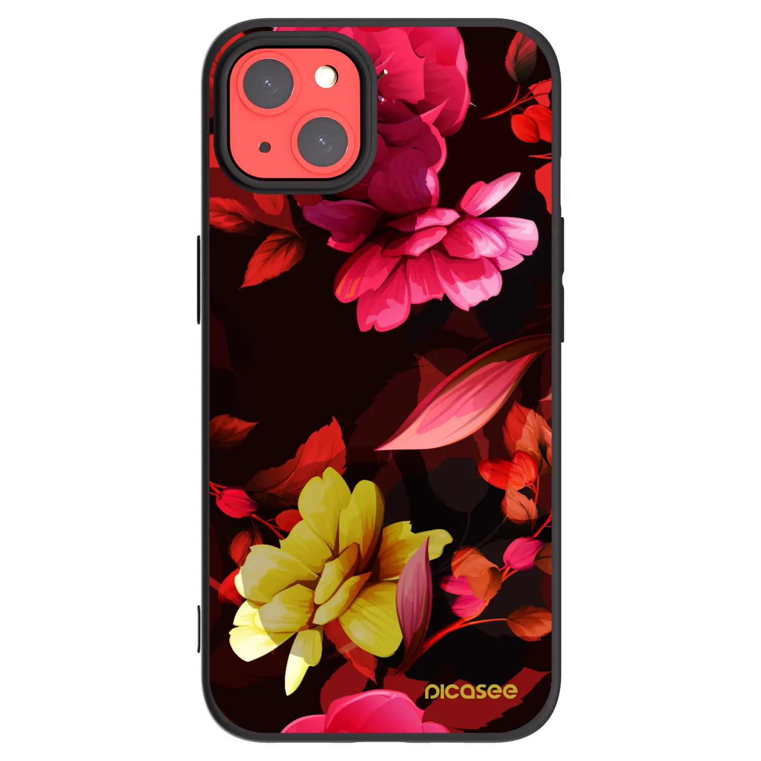 Picasee silikonový černý obal pro Apple iPhone 13 - Dark Peonny