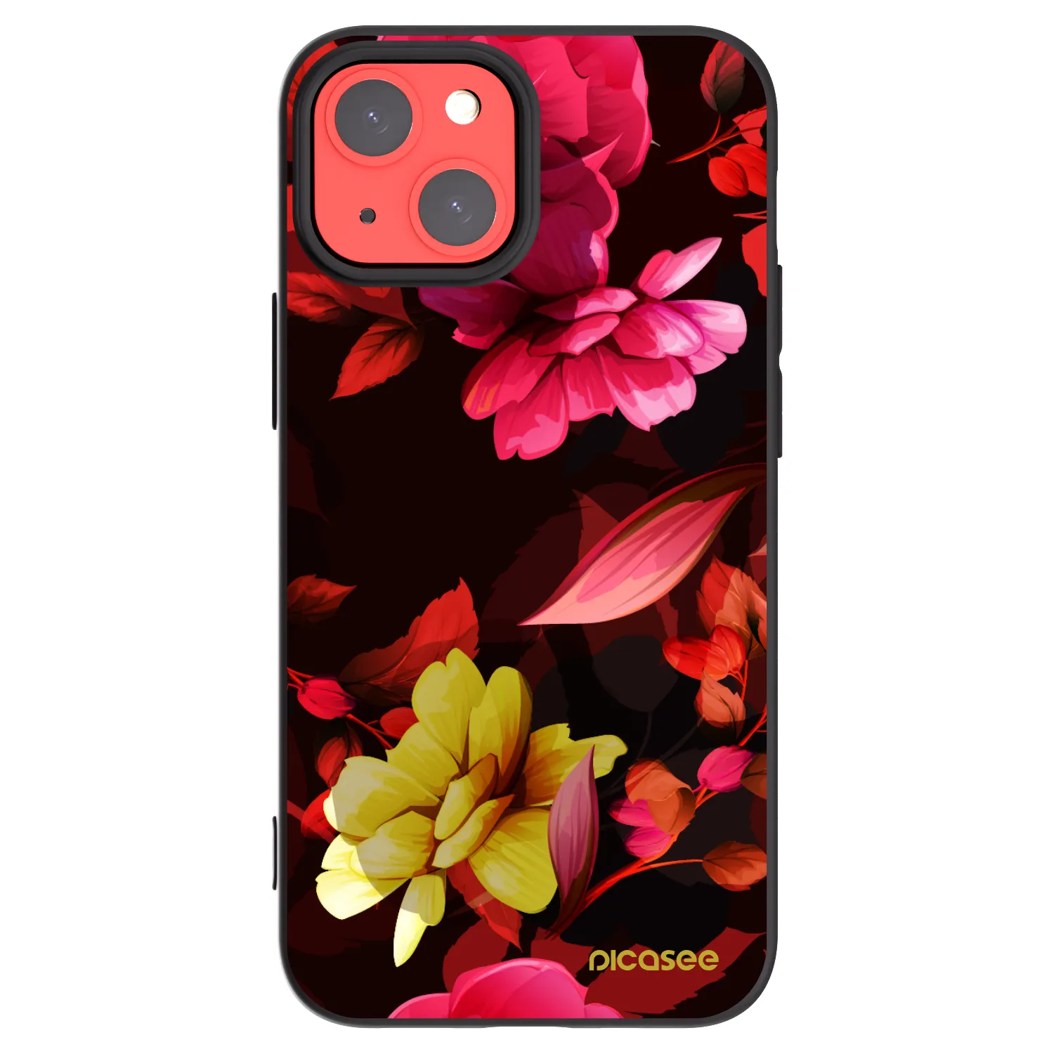 Picasee silikonový černý obal pro Apple iPhone 13 mini - Dark Peonny