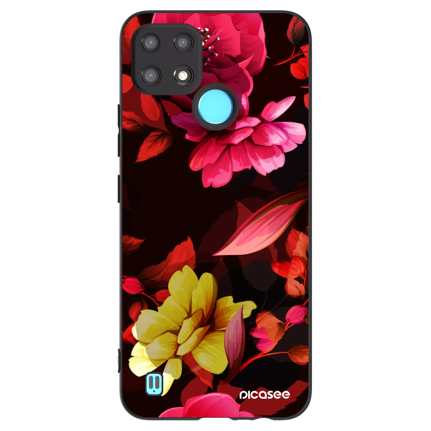 Picasee silikonový černý obal pro Realme C21 - Dark Peonny
