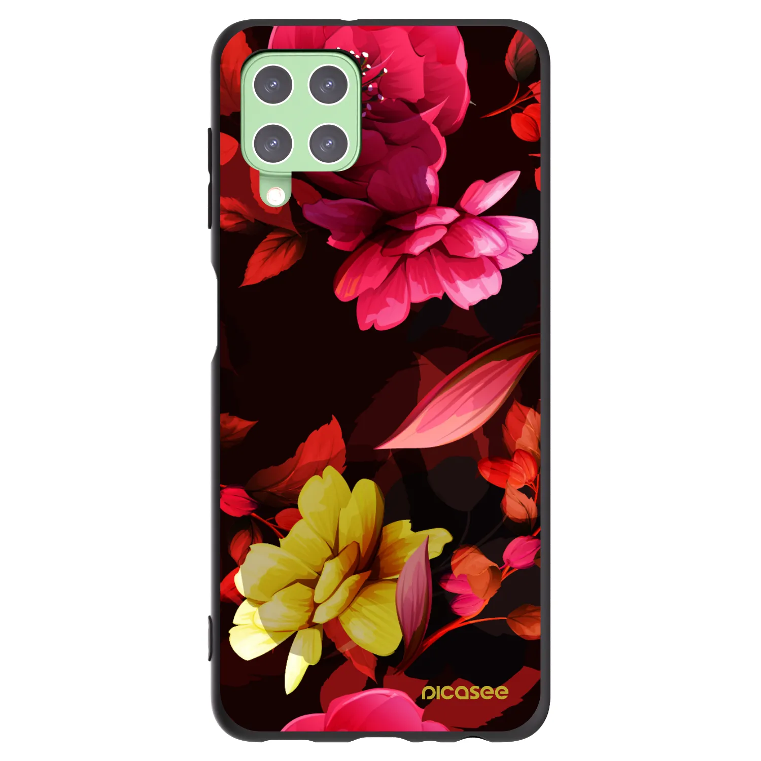 Picasee silikonový černý obal pro Samsung Galaxy A22 A225F 4G - Dark Peonny