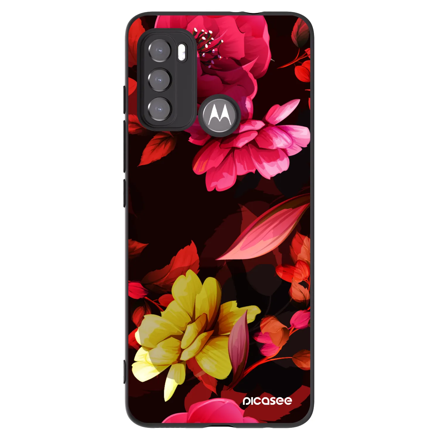 Picasee silikonový černý obal pro Motorola Moto G60 - Dark Peonny