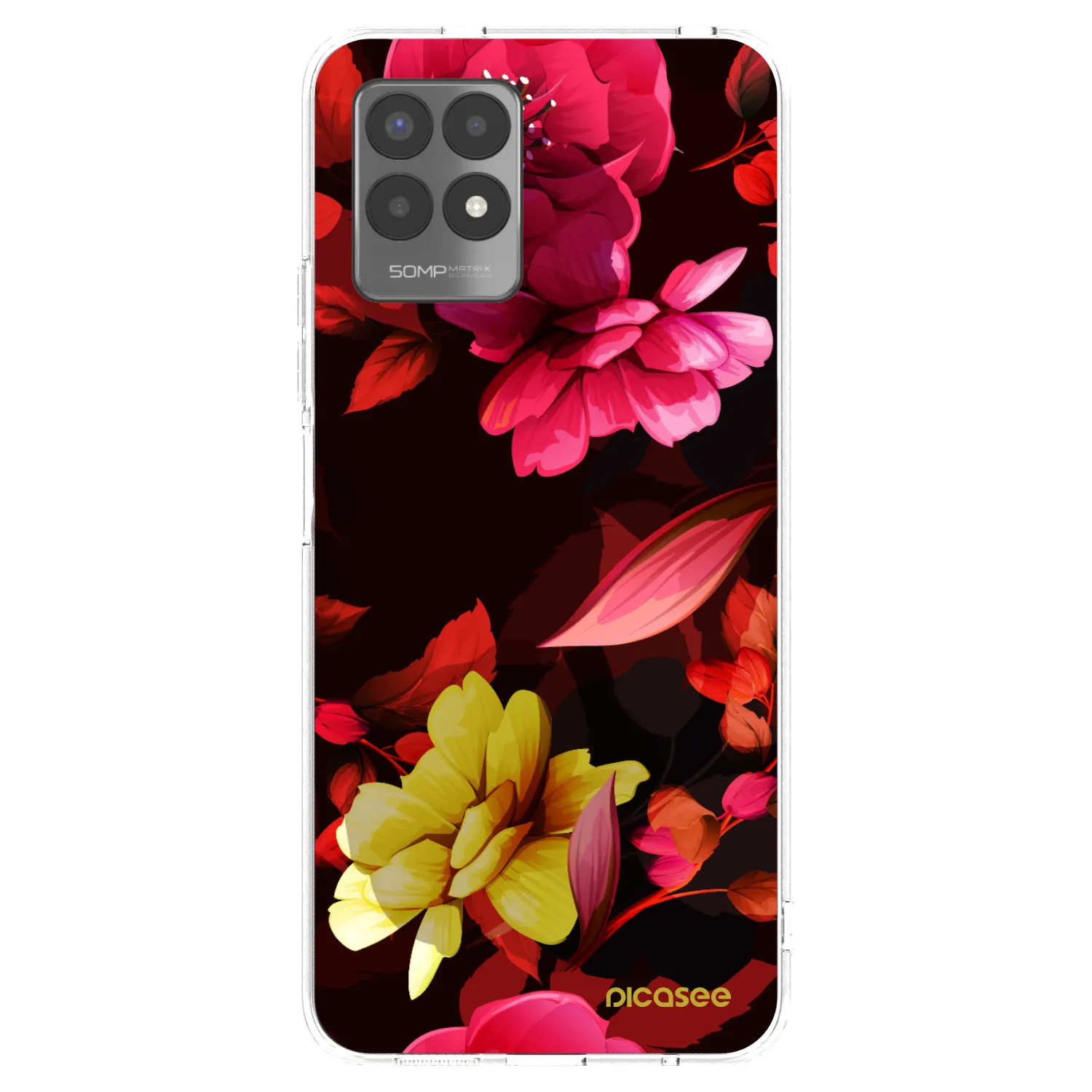 Picasee silikonový průhledný obal pro Realme 8i - Dark Peonny