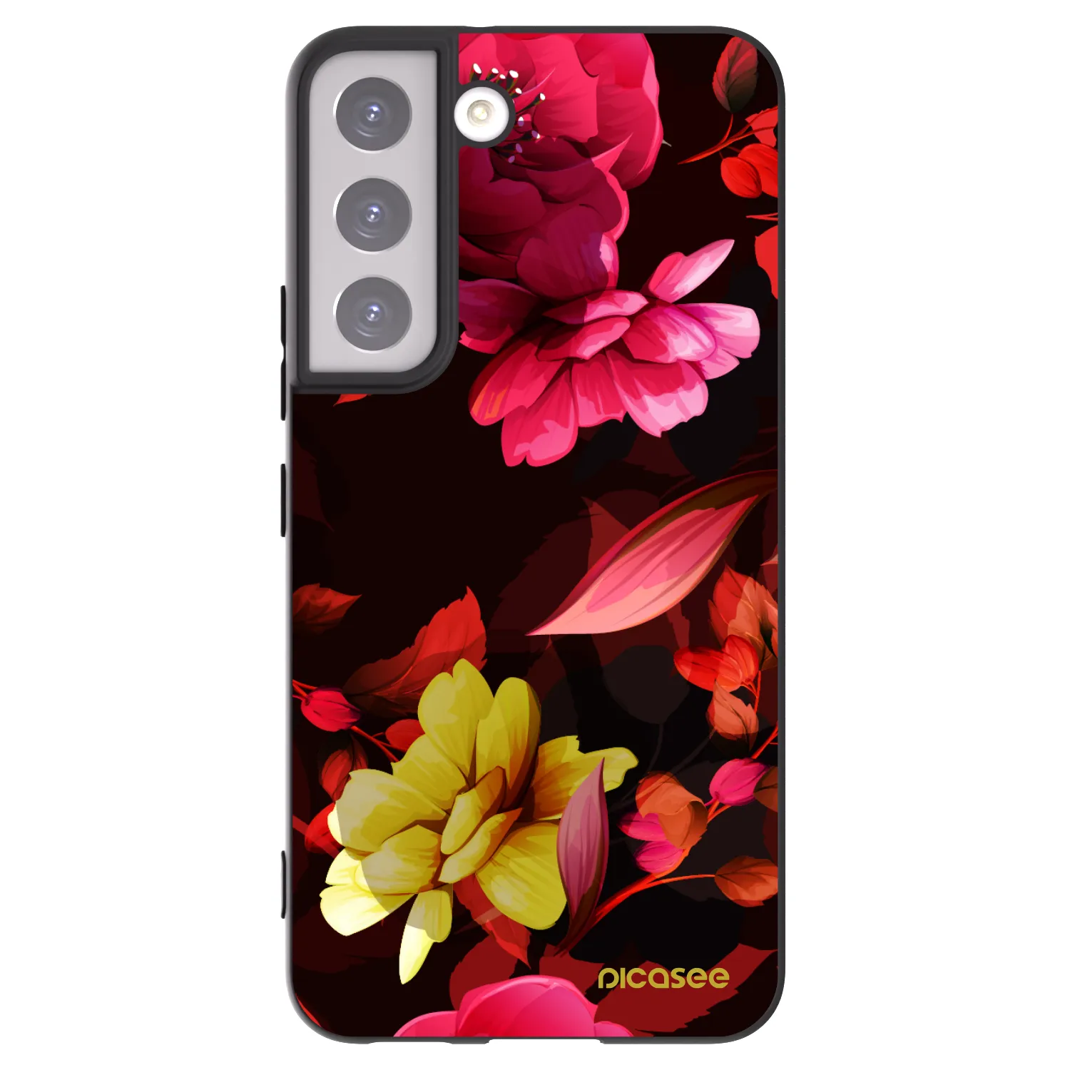 Picasee silikonový černý obal pro Samsung Galaxy S22 5G - Dark Peonny