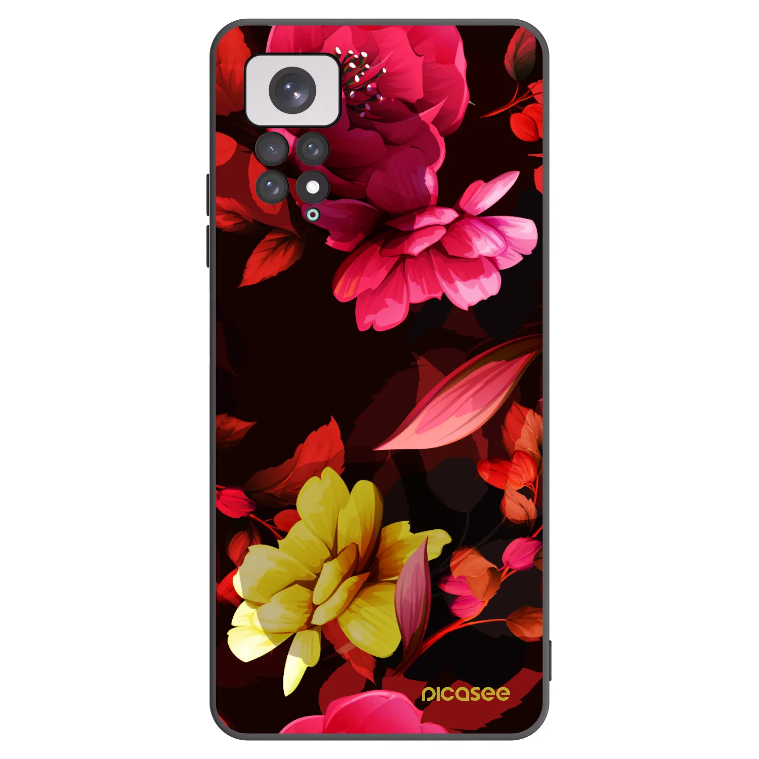 Picasee silikonový černý obal pro Xiaomi Redmi Note 11 - Dark Peonny